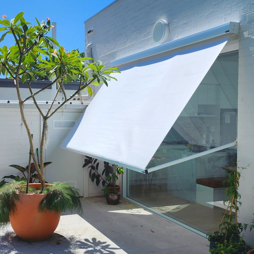 Metro retractable pivot arm awning from Outdoor Blinds and Awnings (OBA)