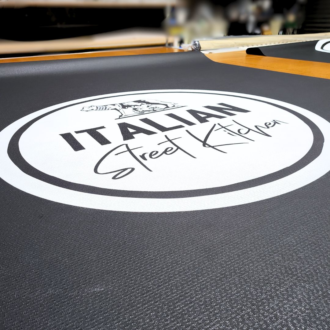 Branding on awnings by Outdoor Blinds and Awnings