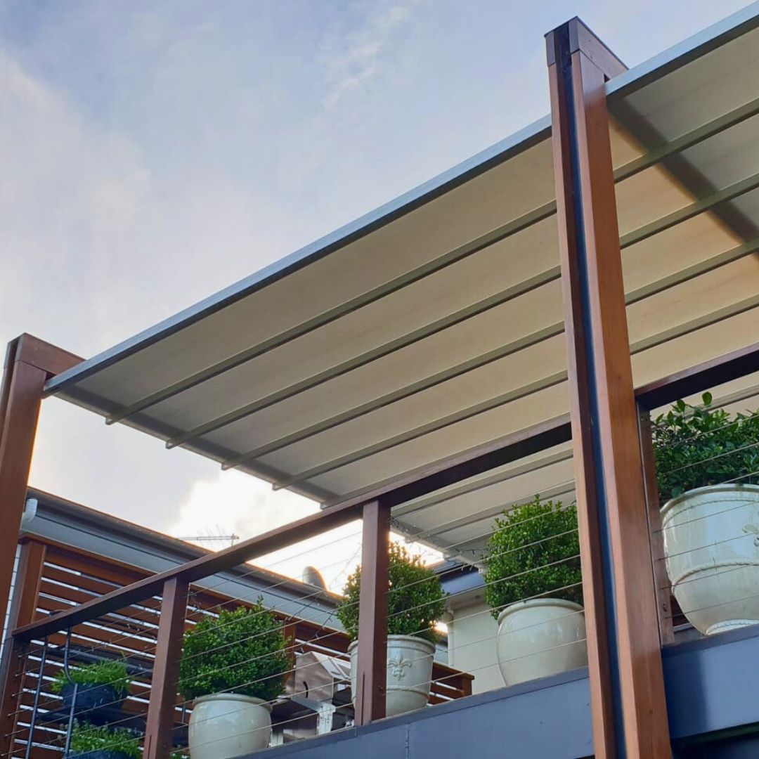 Med Evo FlexWood Retractable Roof by Outdoor Blinds and Awnings