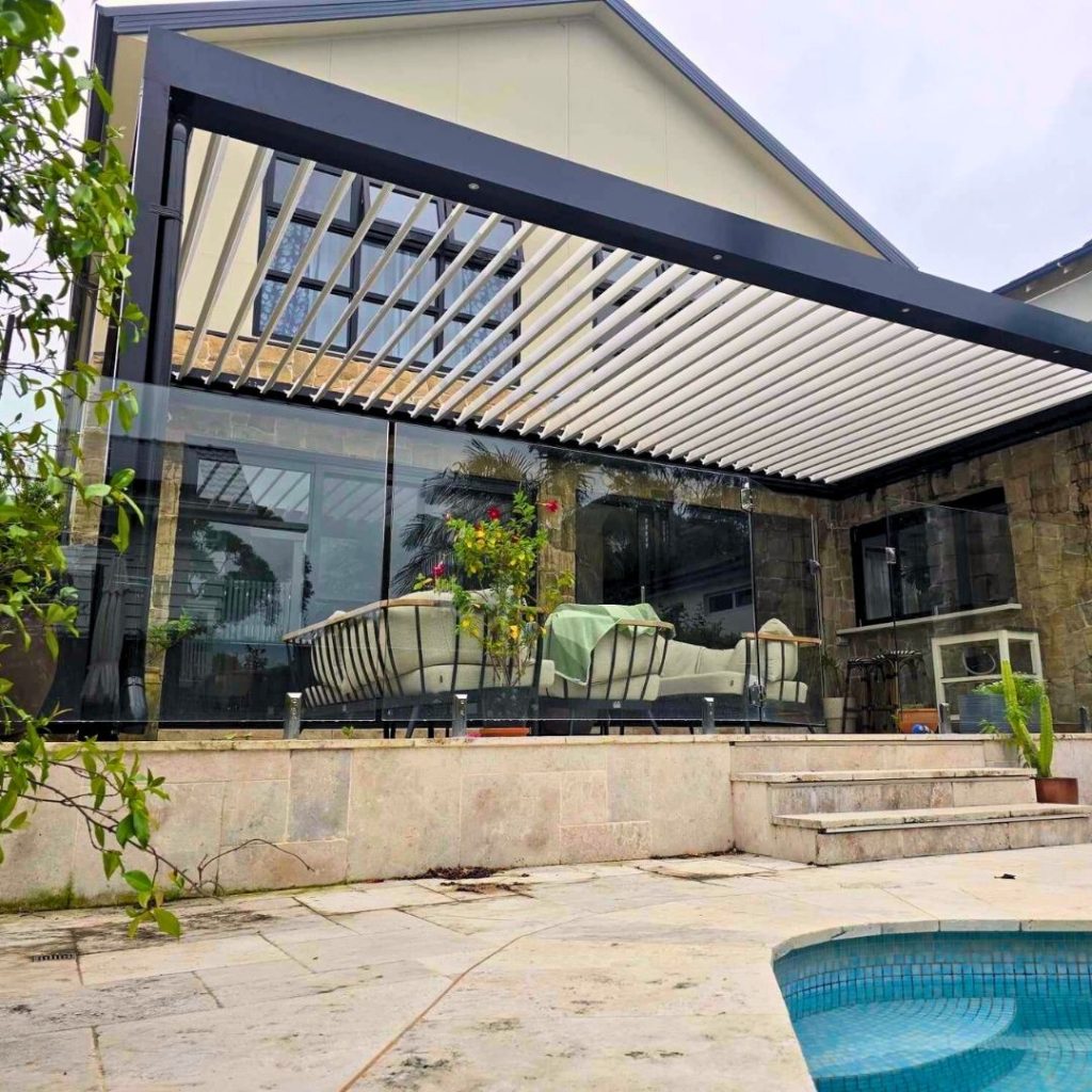 Med Twist Opening Louvre Roof By Outdoor Blinds and Awnings (OBA)