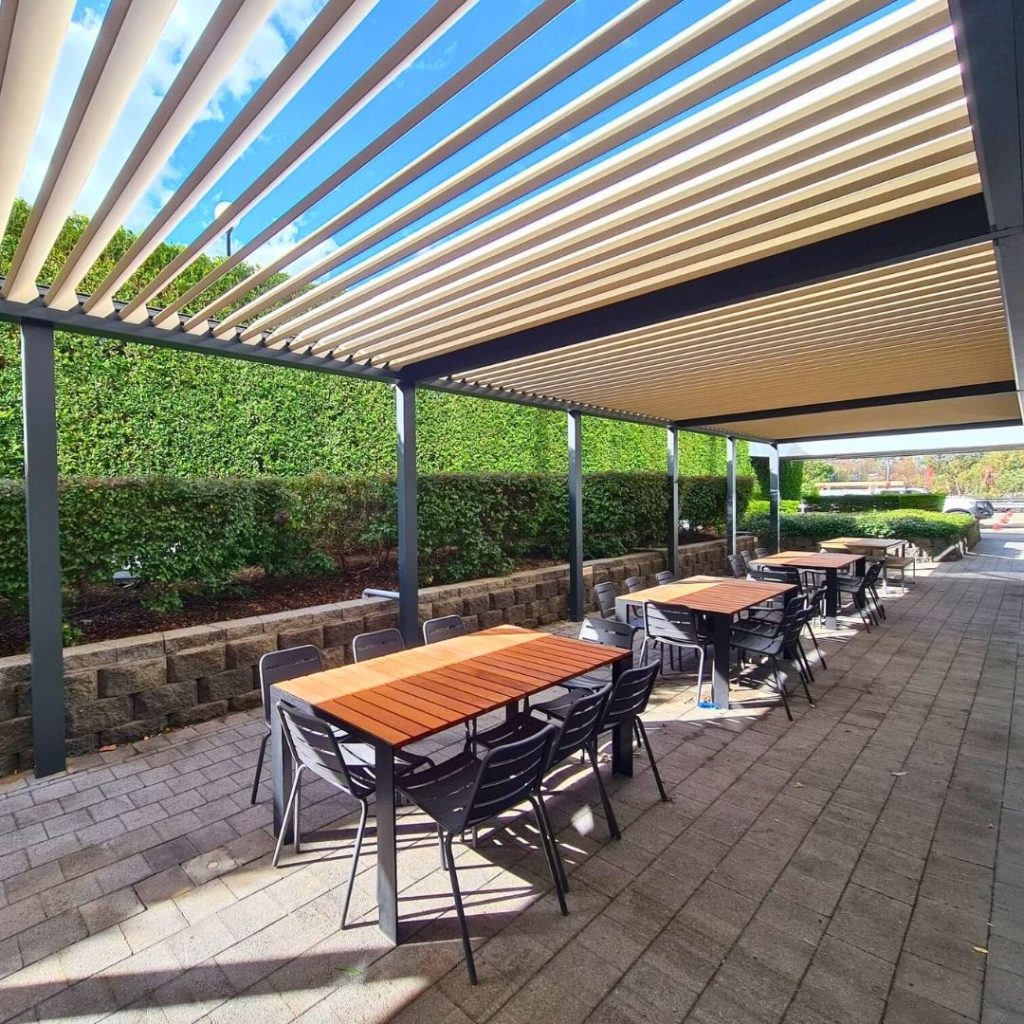 Med Twist Opening Louvre Roof By Outdoor Blinds and Awnings (OBA)