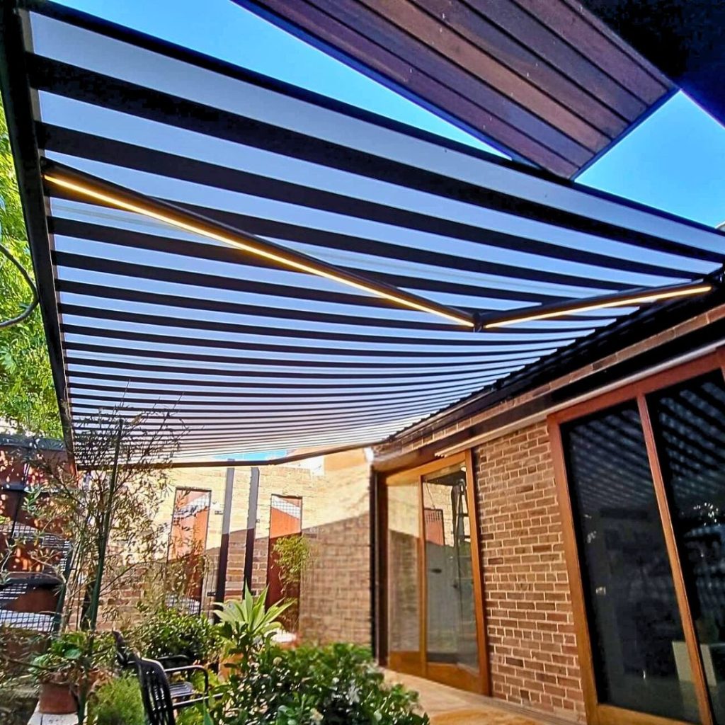 Optional Led Lights are available for Folding Arm Awnings by Outdoor Blinds and Awnings (OBA)