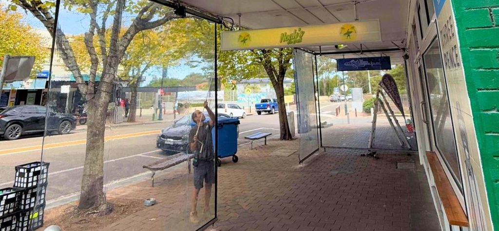 Screentex Classic Outdoor Blinds operated by a crank handle from outdoor blinds and awnings (OBA)