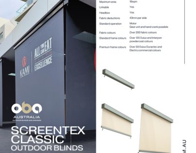 Screentex Classic Outdoor Blinds Specification Sheet By Outdoor Blinds and Awnings (OBA)