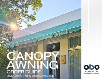 Canopy Awnings Order Guide: cover strips, fabric joints and valances by Outdoor Blinds and Awnings (OBA)