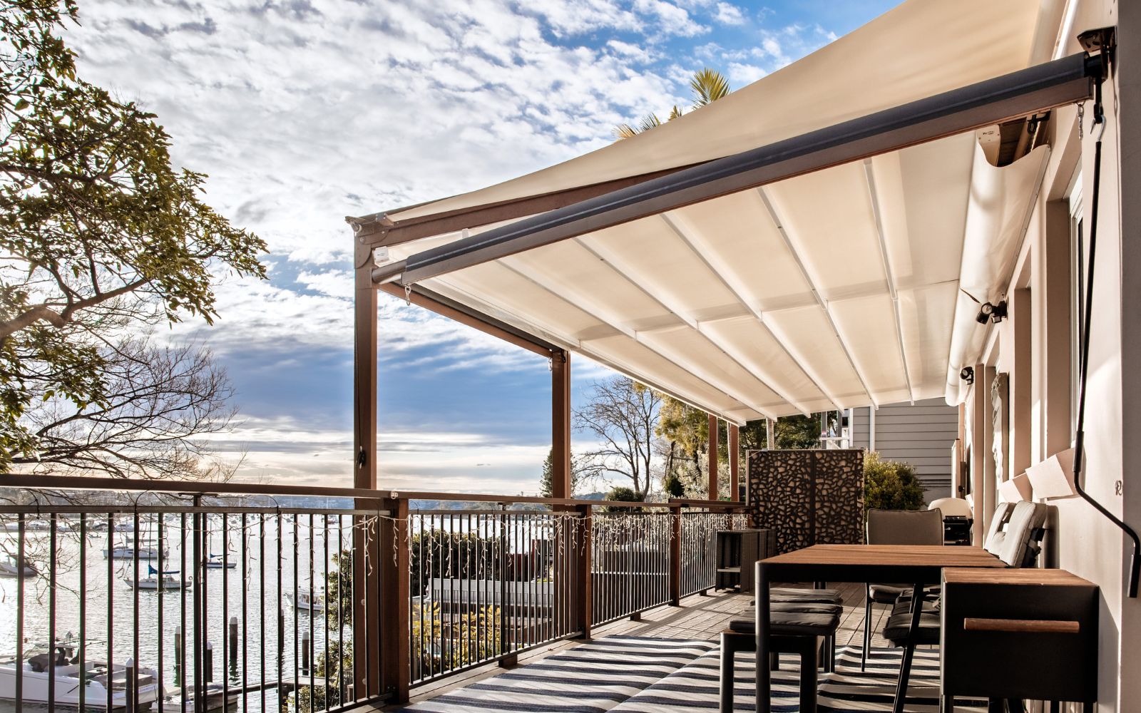 Med Evo Retractable Fabric Roof Header Image by Outdoor Blinds and Awnings (OBA)
