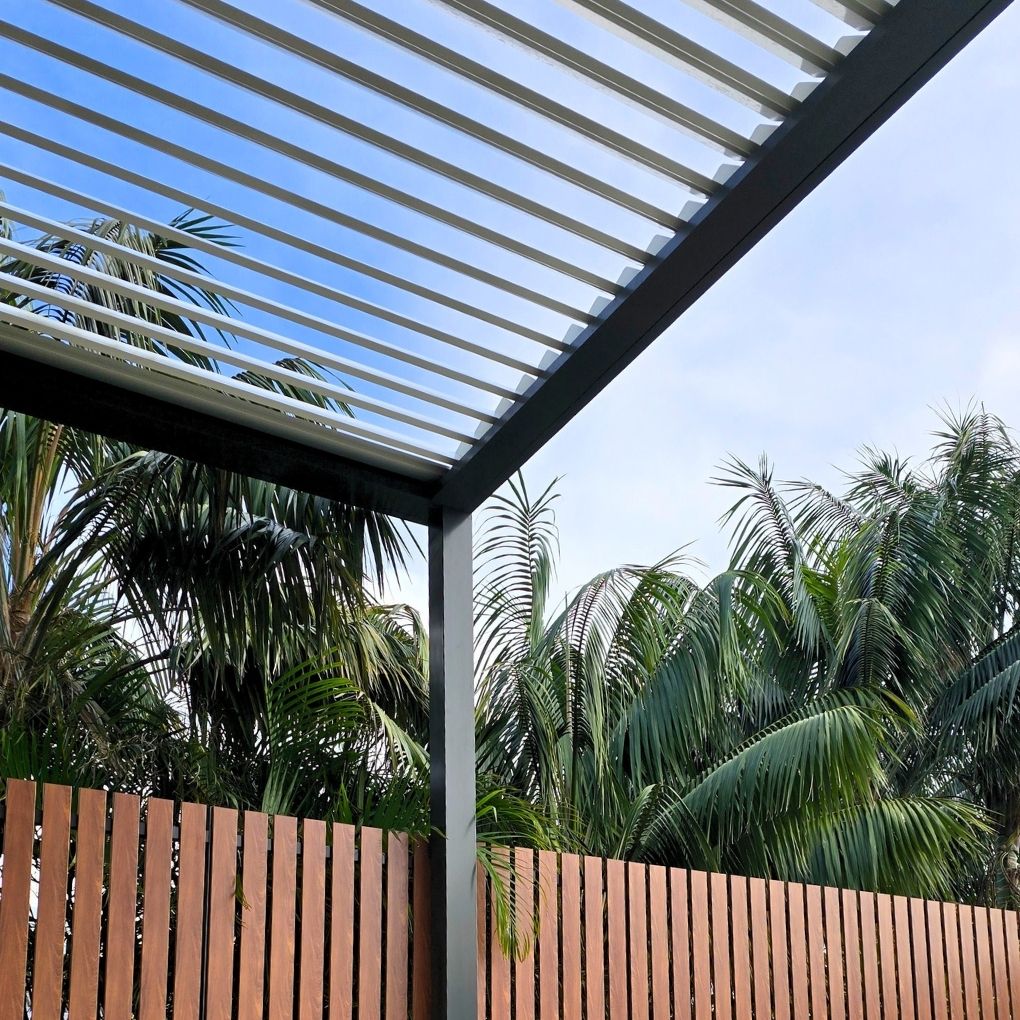 Med Twist Opening Louvre Roof by Outdoor Blinds and Awnings (OBA)