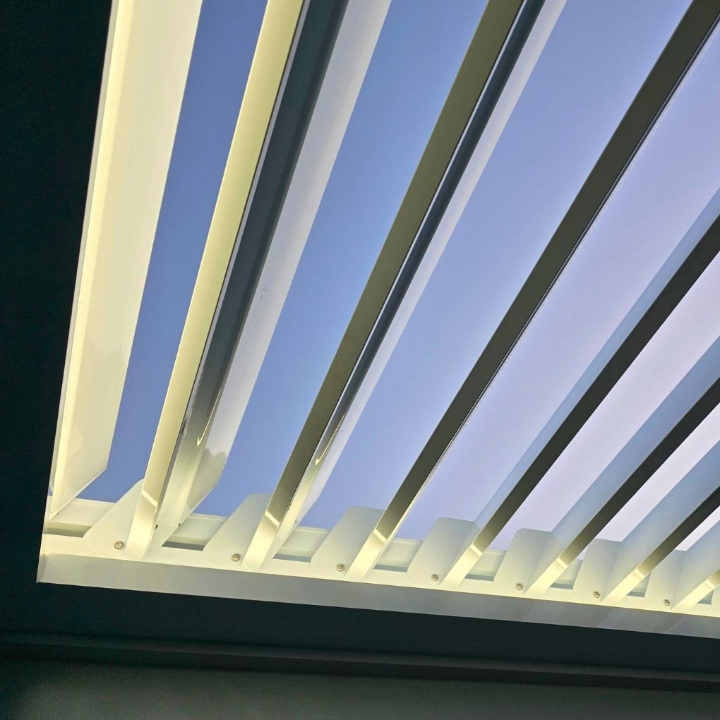Med Twist Opening Louvre Roof by Outdoor Blinds and Awnings (OBA)