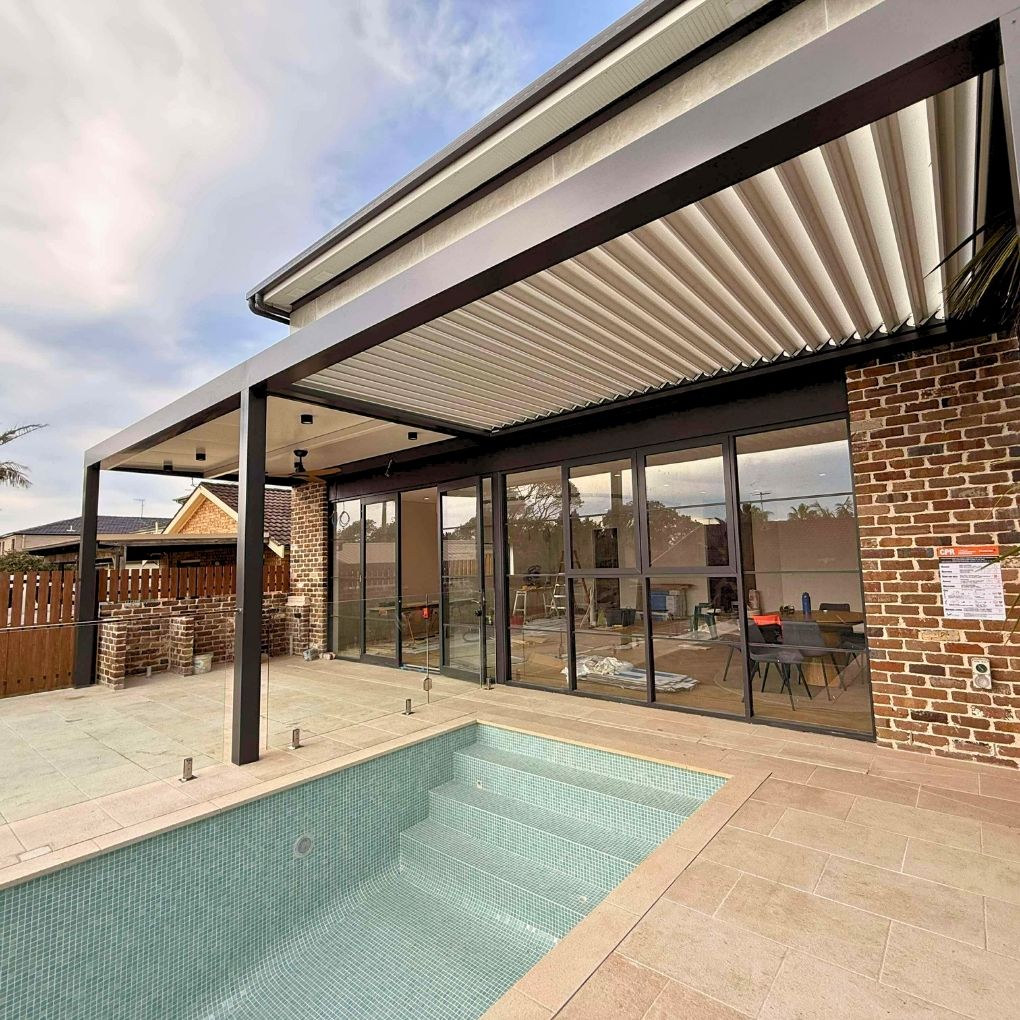 Med Twist Opening Louvre Roof by Outdoor Blinds and Awnings (OBA)