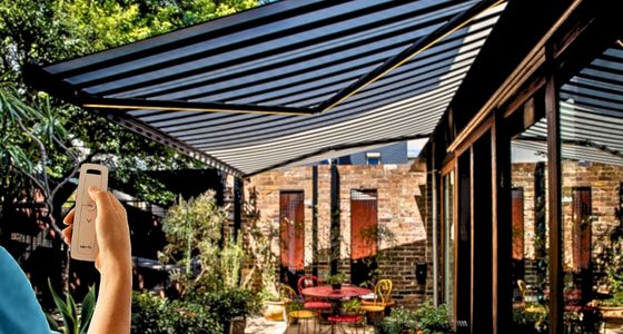 Free motorisation for folding arm awnings by Outdoor Blinds and Awnings (OBA)