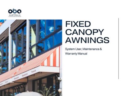 Fixed Caopy Awnings_System User_Maintenance and Warranty Manual_Outdoor Blinds and Awnings_OBA_Jan 2026_Thumbnail