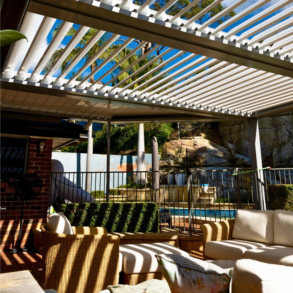Med Twist Louvre Roof from Outdoor Blinds and Awnings (OBA)