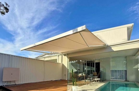 Cubebox Folding Arm Awning by Outdoor Blinds and Awnings (OBA)
