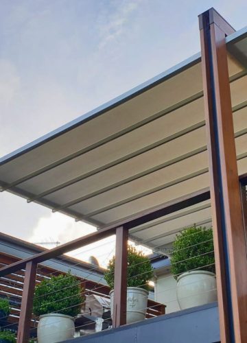 Med Evo FlexWood Retractable Roof by Outdoor Blinds and Awnings