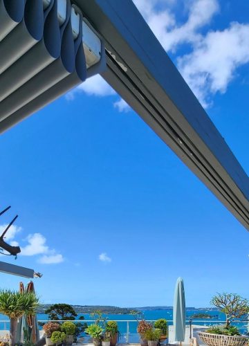 Med Evo Retractable Roof and Screentex Zip Outdoor Blinds By Outdoor Blinds and Awnings (OBA)