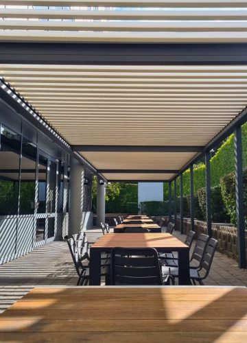Med Twist Opening Louvre Roof By Outdoor Blinds and Awnings (OBA)