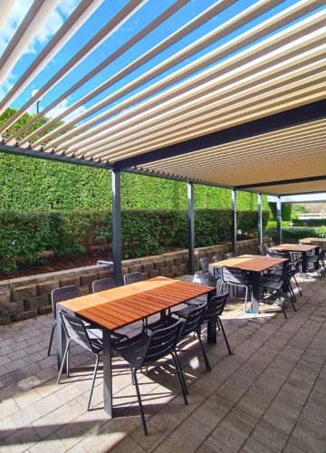 Med Twist Opening Louvre Roof By Outdoor Blinds and Awnings (OBA)